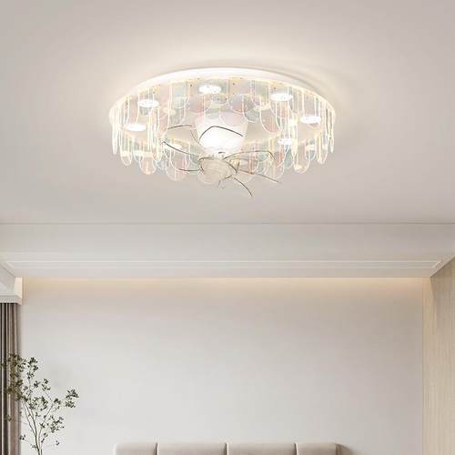 新创意款设计师七彩炫片吸顶灯约全谱简护眼卧室摇头吸254顶风扇