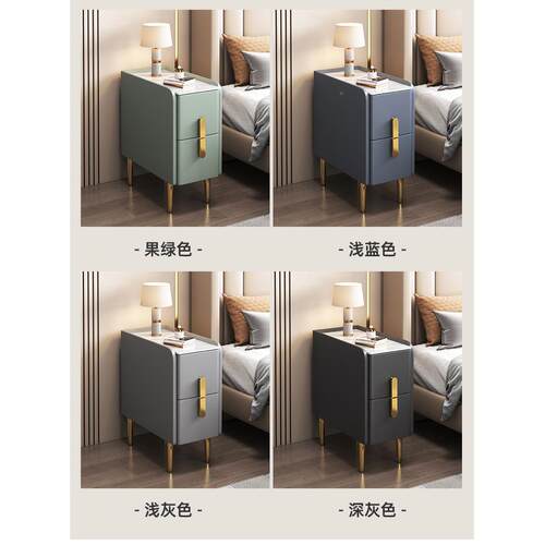 迷实木床头柜现0简约2c代m储物柜小型ALG001收纳柜你轻奢岩板超窄
