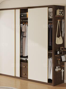 TalN实木欧板推拉门衣柜松EF级家用卧室滑门新T-9793W款移门衣大