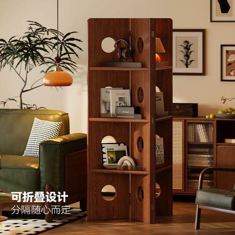 实木隔断屏风客厅立式可折叠展示架正对门移动挡板家用多层陈列架