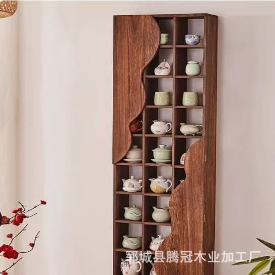 实木博古架中式多宝阁老榆木壁挂式古董置物架紫砂壶瓷器展示架