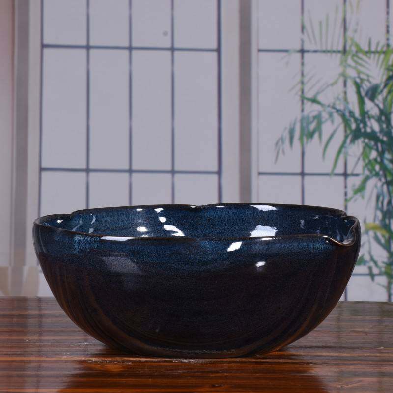 陶瓷鱼缸摆件 颜色釉窑变水培植物养鱼乌龟碗莲盆 鱼缸陶瓷摆件