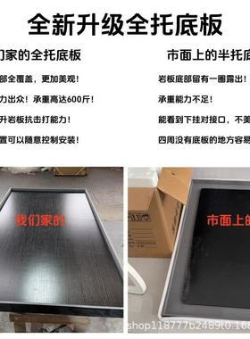 亚力悬GY1008浮纯黑色岩餐桌意式极克简家用户小型板长方形岛台餐