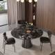 天然大理石宝格黑圆形餐桌意式 轻奢家用小户型奢石圆桌36MM带转盘
