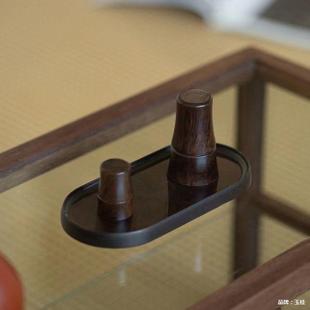 黑檀实木晾壶架木盖置盖壶托茶壶实TUN架道紫砂壶沥水架收纳架茶
