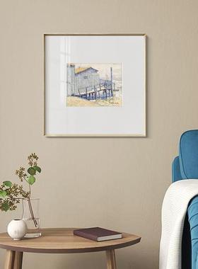 餐厅简装饰画客极卧室床头文艺范风景挂画厅C110海边小镇大宿师名