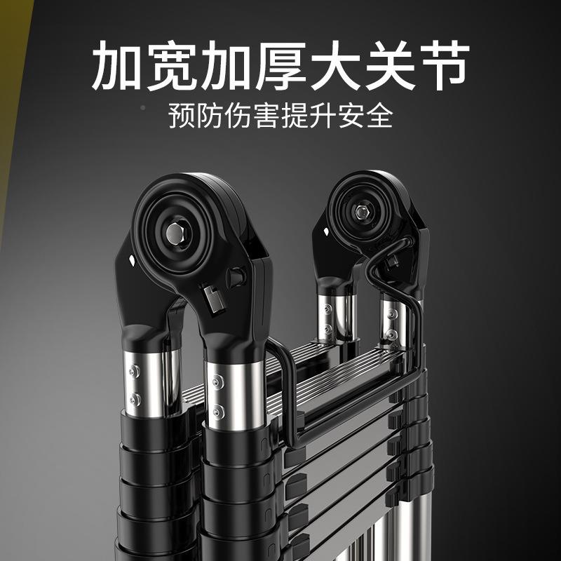 特厚子不锈钢多功能sjbrisZy伸缩梯升节降直梯折叠叠人字梯竹梯加