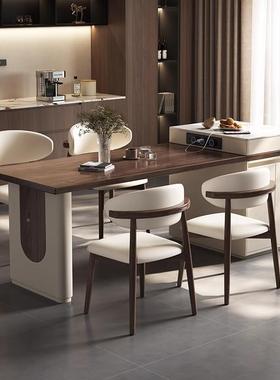 中古CQL风岛台餐桌一体可伸家用多能储物厨缩房中桃黑胡木功岩板