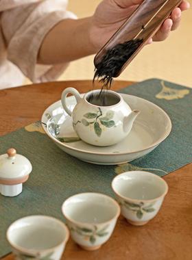 家用陶瓷茶新中式下彩手绘桂花梨形壶过滤泡82151壶冰釉茶台釉壶