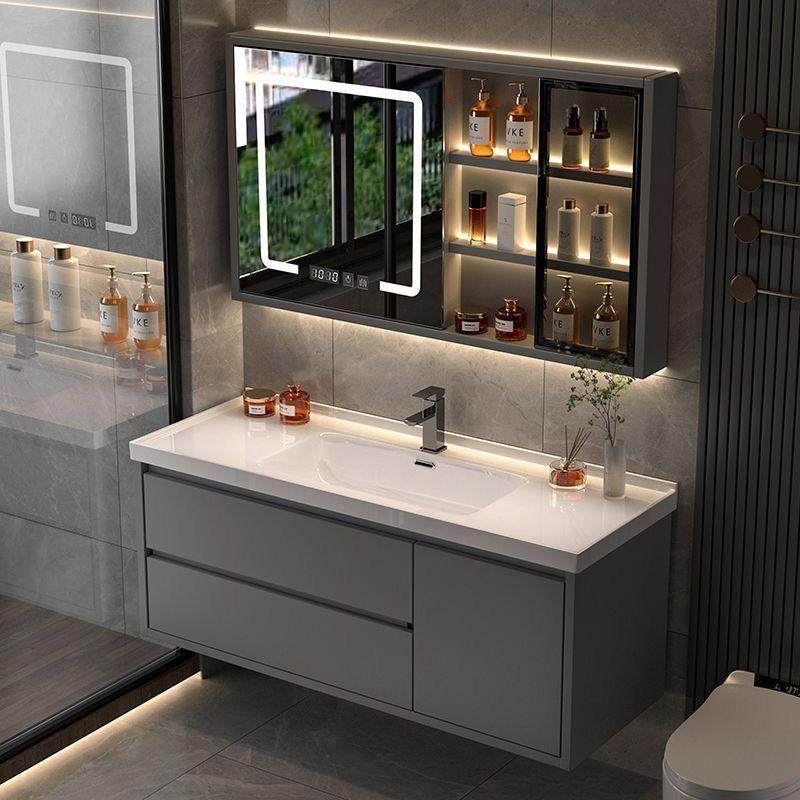 浴室柜陶瓷一体盆洗脸手盆洗板漱一一台镜柜体岩体盆卫生间99189