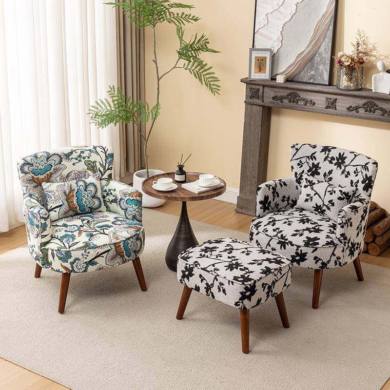 美式复古单人沙435发木椅卧客厅阳台实椅子虎室小户型布艺老凳化妆椅,影音电器,DIY配件,淘宝优惠券,粉丝福利购,淘宝优惠卷