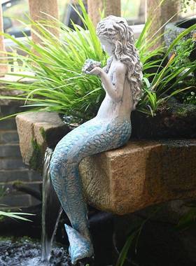 美人鱼花庭院装饰园摆件落地水品T7038533池阳台露台置创意户外工