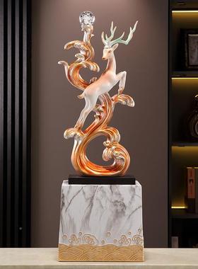入户玄客关生水风起摆件一鹿长虹招财厅家居电视办公桌面柜装饰品