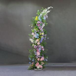 森系1112莫奈牛角门拱门花插艺场婚礼路引花舞花台布景装 饰商仿真