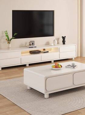 Tal实木茶几电视柜组合奶油风现代简约家用客厅小户型轻奢一体落