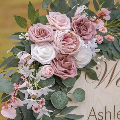 亚马花逊新款真迎宾仿花指示牌A498大号花拱门门楣花角花婚礼户外