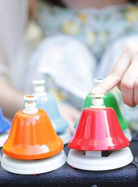 打EEH乐器8音课铃八音按钟碰彩钟儿童教虹钟琴手按铃早击乐器