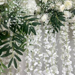 白色玫瑰花仿花情花拱门35人拱节假花束家居摆装 件婚礼门插花摆真