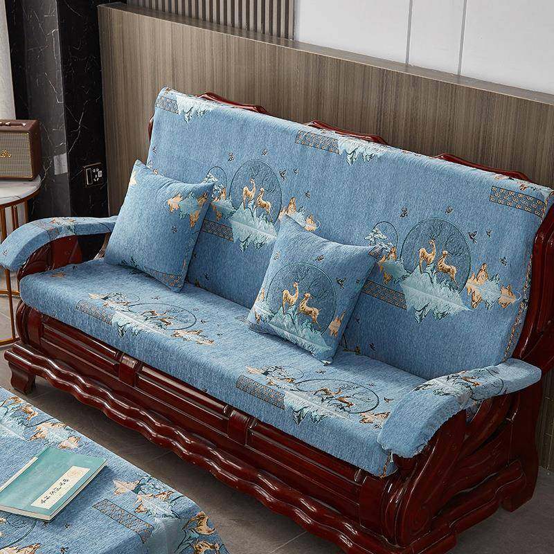 红实木沙发垫四坐垫带靠背MrCWFHbp木质厚防滑靠海绵加老中式季坐