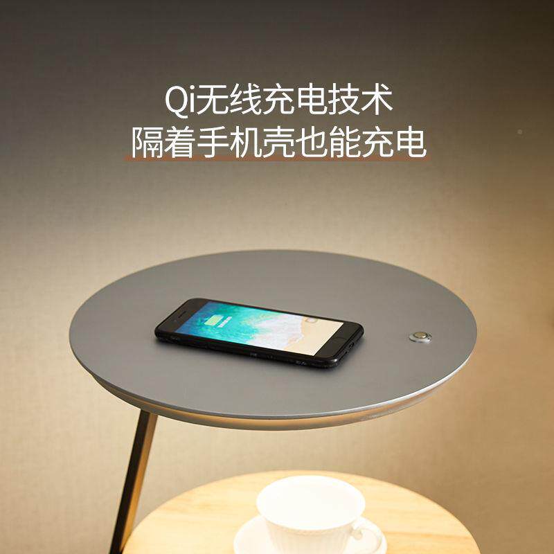 实木创落地无床头柜台灯客围厅卧室新款线充电氛立意431式灯