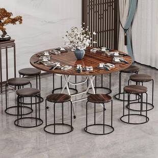 折圆桌子家用小户FY-01叠型餐桌农村10人饭桌靠边站方桌商用折吃