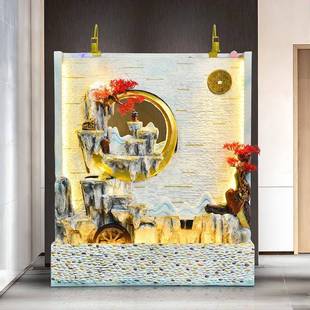 欧式假流水喷泉厅玄关风隔断水客幕墙入户山花园庭院流水墙OND摆