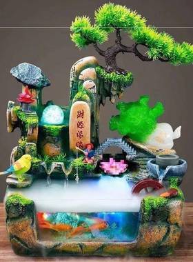 饰假山水喷泉摆LEP厅件循环水招财风流水轮客办公室鱼缸装品开业