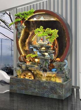 水墙流水风假屏山喷泉山水司景观幕庭院IIM花园公客厅水景循环水