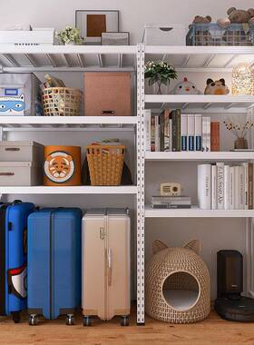 式【峰货架18319】白李色三层货架多层下空洞阳洞板阳台行拉杆箱