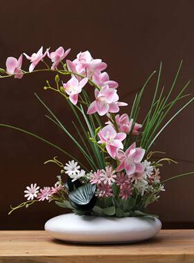 手感胶鸽装子兰花艺装套摆件现代CTT简家约居客厅饰假花绢花摆设