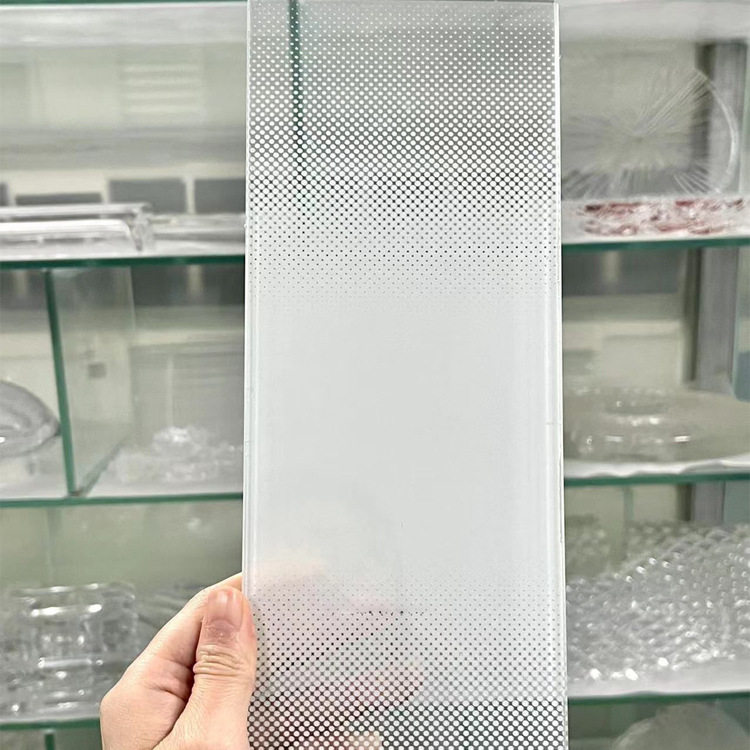 白色圆点夹胶玻璃彩色渐变玻璃淋浴房办公室隔断护栏楼梯玻璃