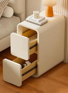奶油轻风床头柜奢法式简实木小型58355超夹缝窄迷你现代约床边窄
