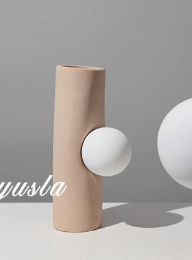 奶油式客厅茶几插干花法瓶厅吧台花器餐PSO玄关柜样板间软摆件装