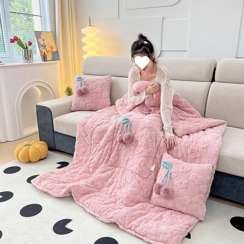 加厚枕被子两用二合一多功能公毯办室午休抱折汽1245678叠靠枕头