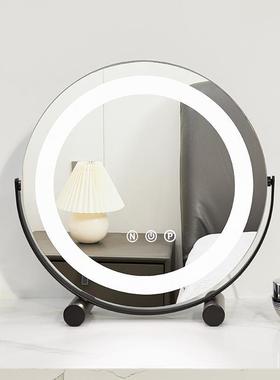 化妆镜ed18727灯桌面带灯智能补光台式化l妆桌卧室家镜用子梳妆台