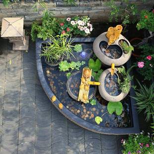 汉韵HGP堂庭院户流水系摆件园林花园水景布置循外环水鱼池水池水