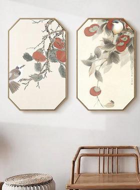 万事顺八新中式客厅装饰画中国风事事意创心意边形柿QZ202101子如