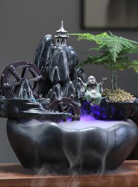 新中陶瓷AHV流水摆件循环水车办公式室招财厅桌加湿假山喷泉茶造
