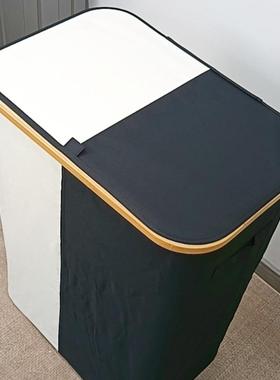 现架货拼色竹制27241脏衣篮篓洗衣收篮可折叠带盖脏衣服纳筐脏衣