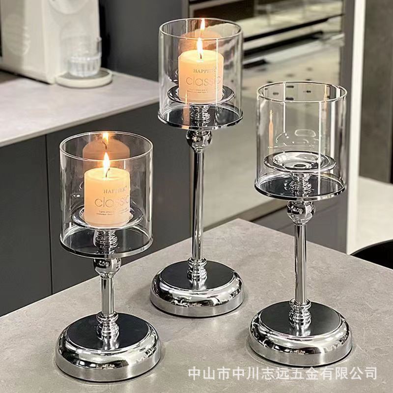 欧式蜡烛台家居装饰婚庆烛台客厅摆件工艺品电镀铁艺配件跨境