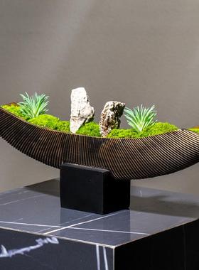 新中YB-DZ-HY厅花桌艺仿真绿植观样板房客售楼处永生式植物青苔盆