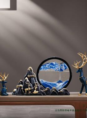 流沙画创意沙轻奢新视中式摆酒件柜漏电柜客厅办公桌装F99JS687饰