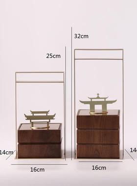 新中式胡YL-TY-13桃木饰盒样板房书房客厅玄关酒店意软装品提轻奢