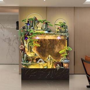 水幕室墙假山循环流泉水喷玄关办NCU公屏风庭鱼池招财装 饰景观摆