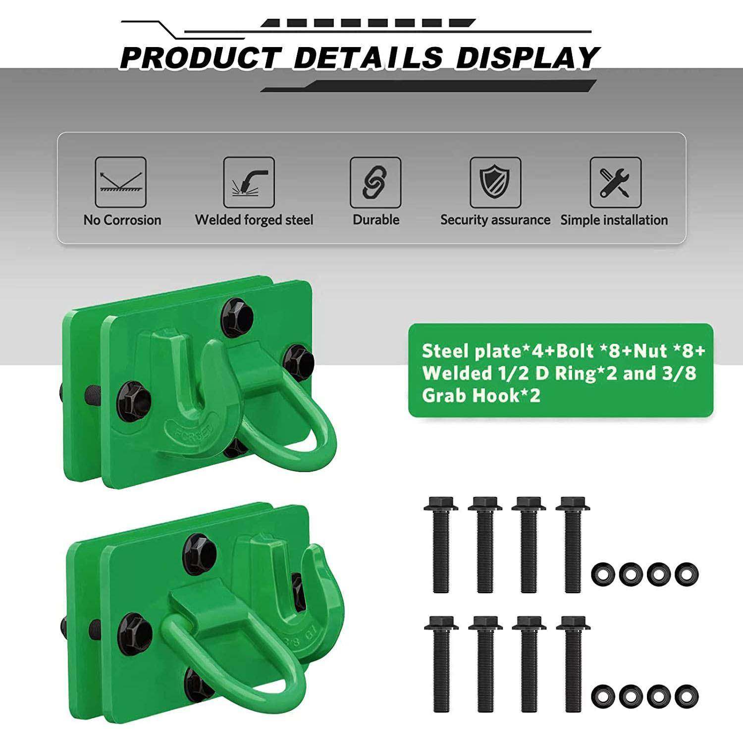 0深绿1/2D型环锻造螺栓式拖拉机钩3/8焊接钩组合件3410120色LBS