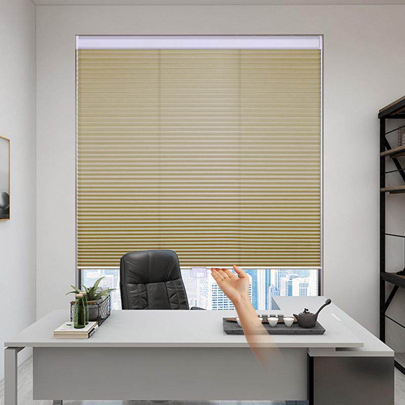 ?F76T5T7M无绳拉免蜂巢帘遮阳隔热窝帘风推琴帘打孔折叠防水遮光