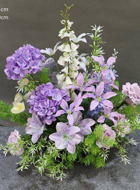 森系花真婚礼盆花婚庆布置饰艺路引地装排花户外绿植仿HUN绿色绢