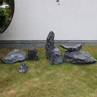 店铺仿真造石头摆件商场假石山VOR头景布室内旱景软装 黑石橱窗装