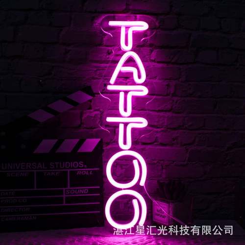 跨BQC境led霓虹灯招牌音TTTOO纹身店面工作室发字酒A吧房间光乐装