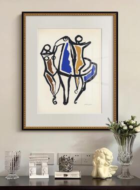 风现代法装式客厅墙饰画骑士先生玄关柜炉壁挂画竖版中古床ssq971